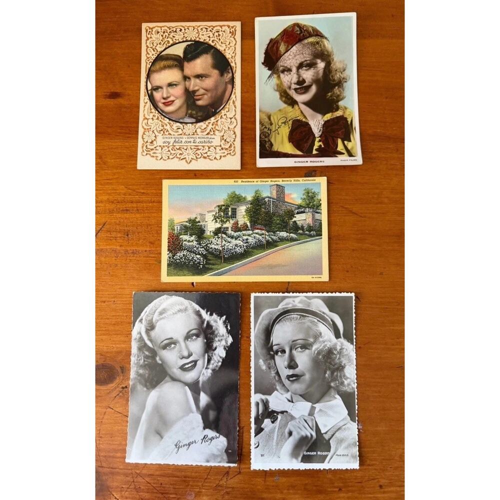 Vintage Ginger Rogers Memorabilia Lot 5 Postcards Photo Cards Classic Hollywood
